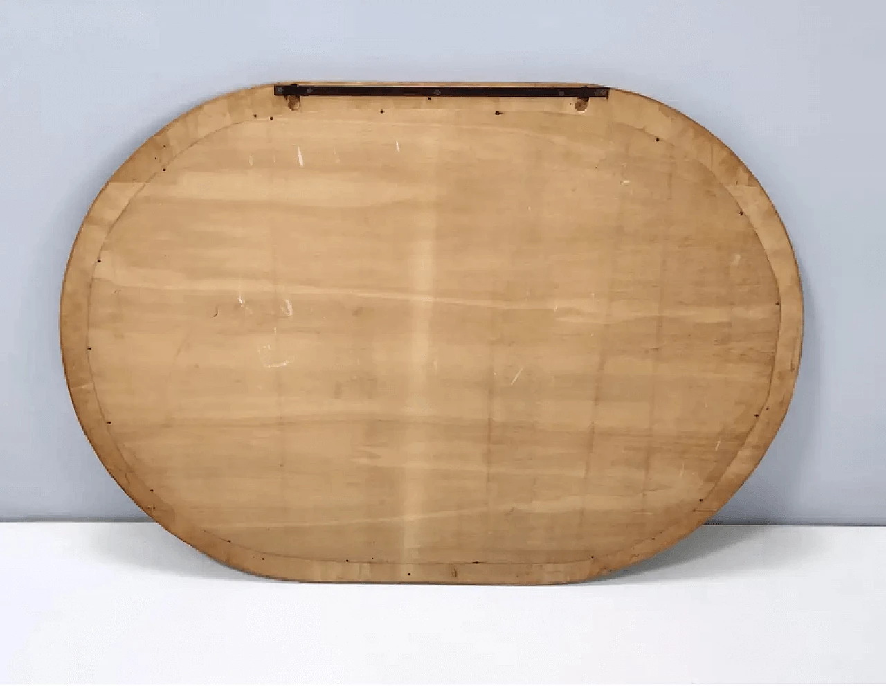 Oval wall mirror with ash frame, 1950s 11