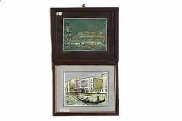 Coppia di stampe con vedute di Venezia, anni '70