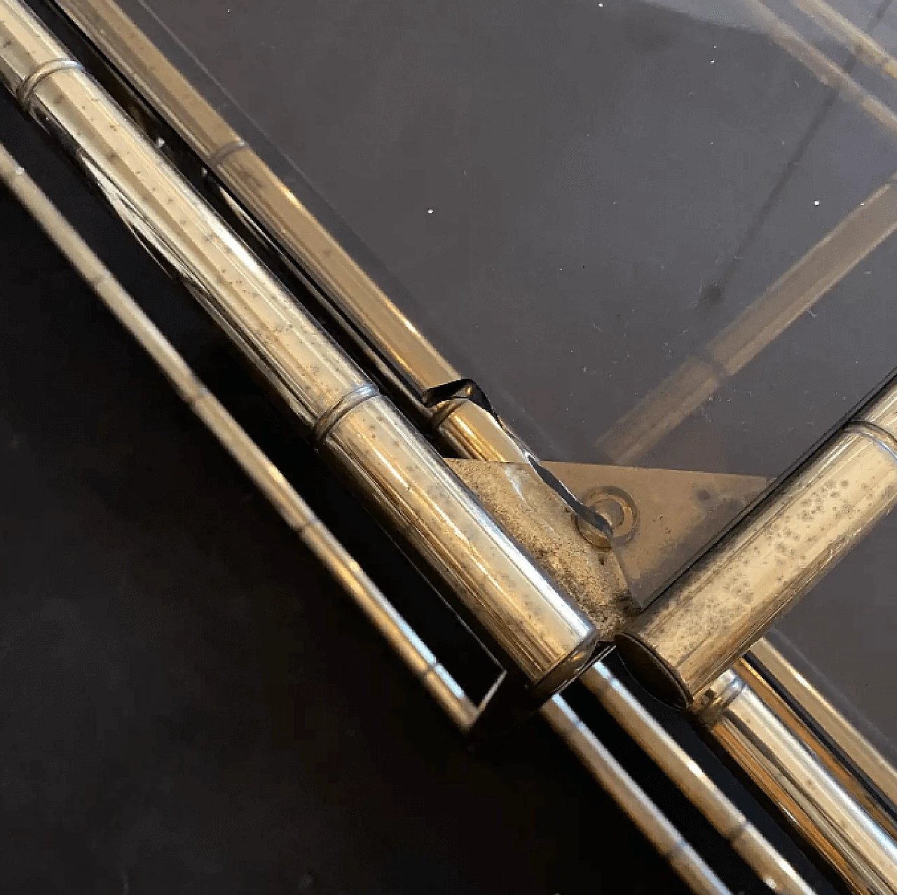 3 Brass and smoked glass side tables, 1960s 5