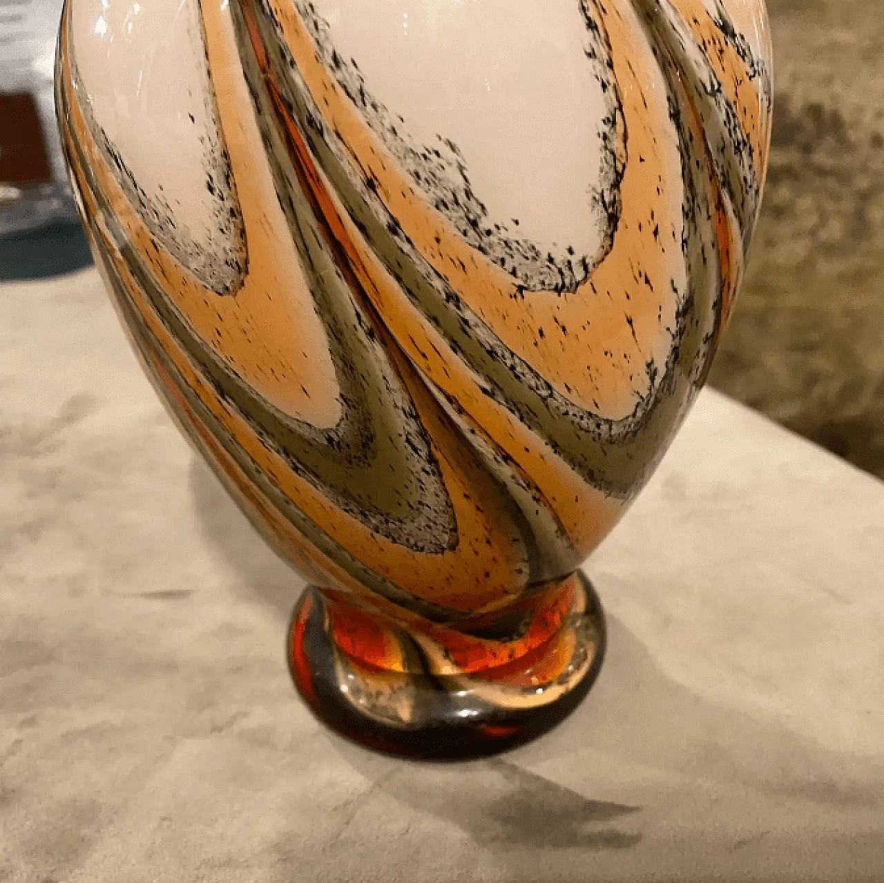 Blown and colored opaline glass vase, 1970s 2