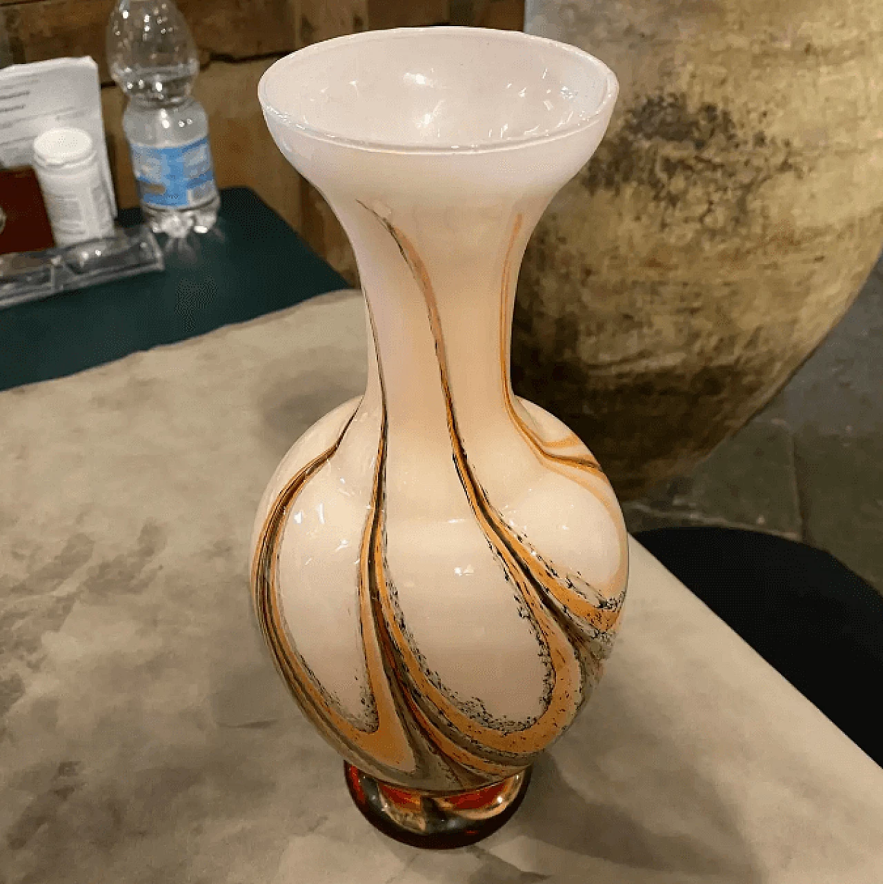 Blown and colored opaline glass vase, 1970s 3