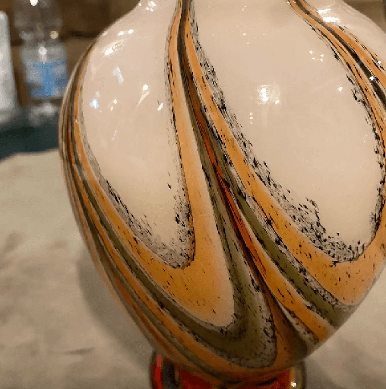 Blown and colored opaline glass vase, 1970s 4