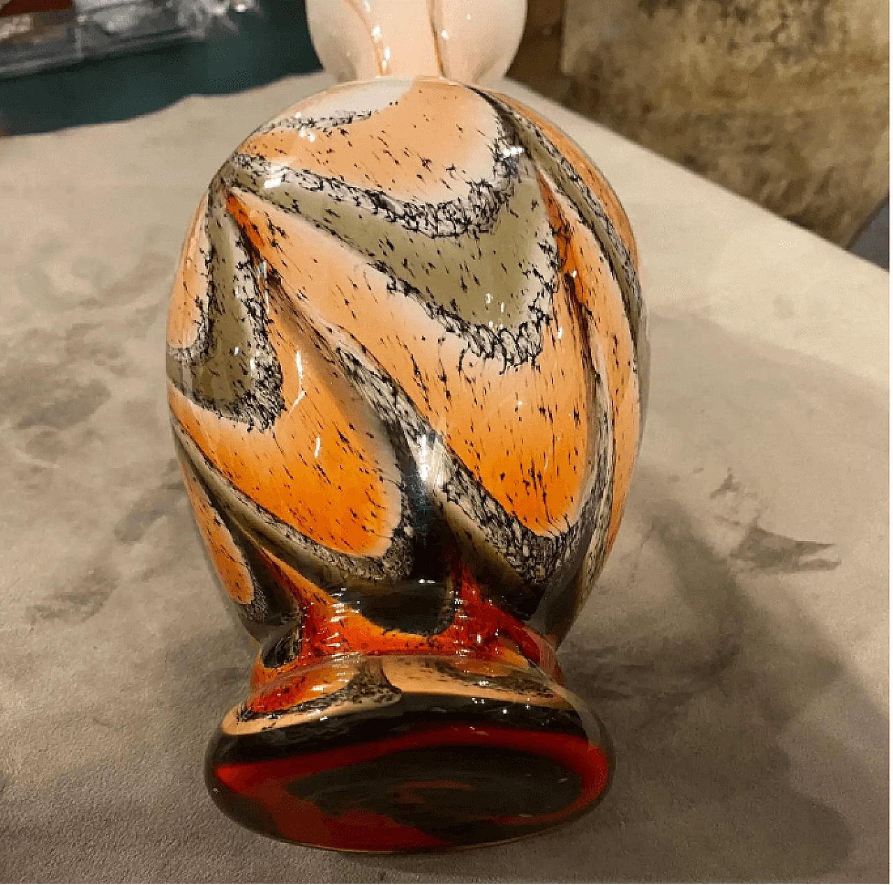 Blown and colored opaline glass vase, 1970s 8