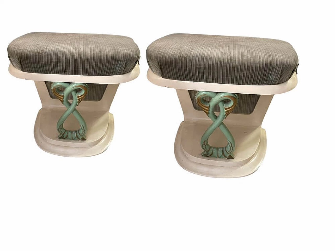 Pair of wood and fabric stools by Pier Luigi Colli, 1950s 1