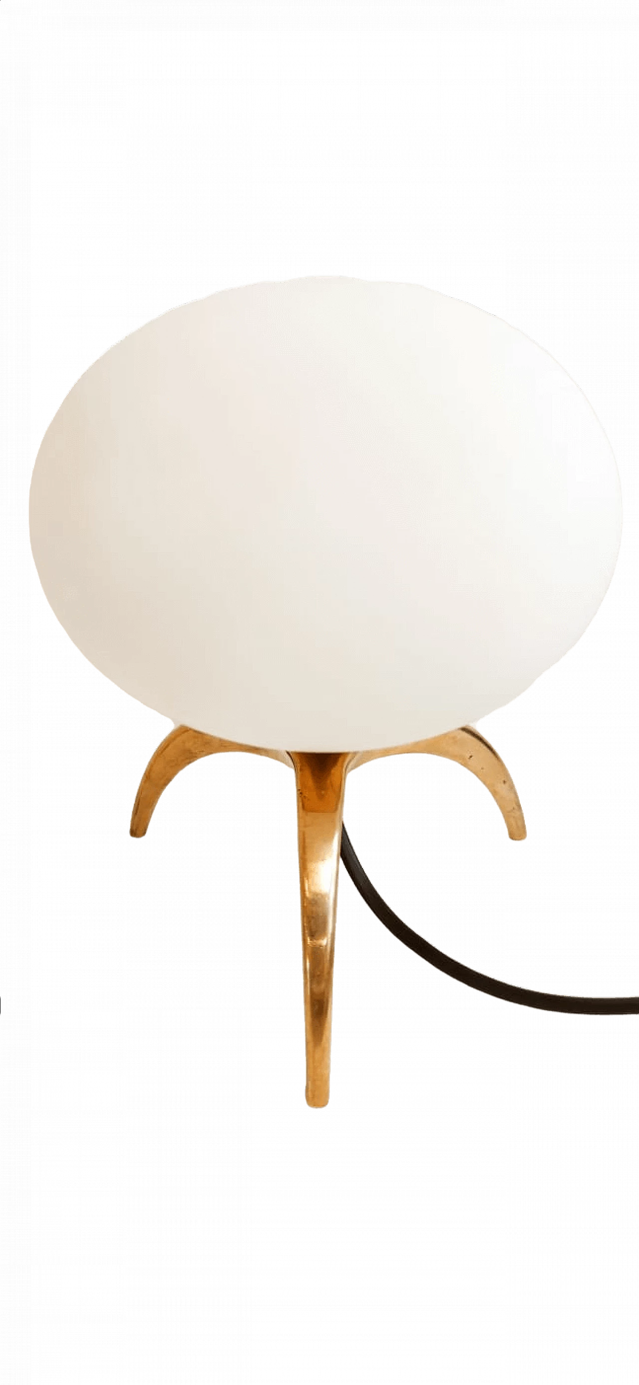 Lampada da tavolo in ottone con vetro ovale, anni '60 14
