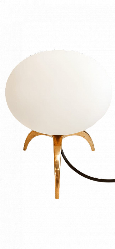 Brass table lamp with oval glass, 1960s