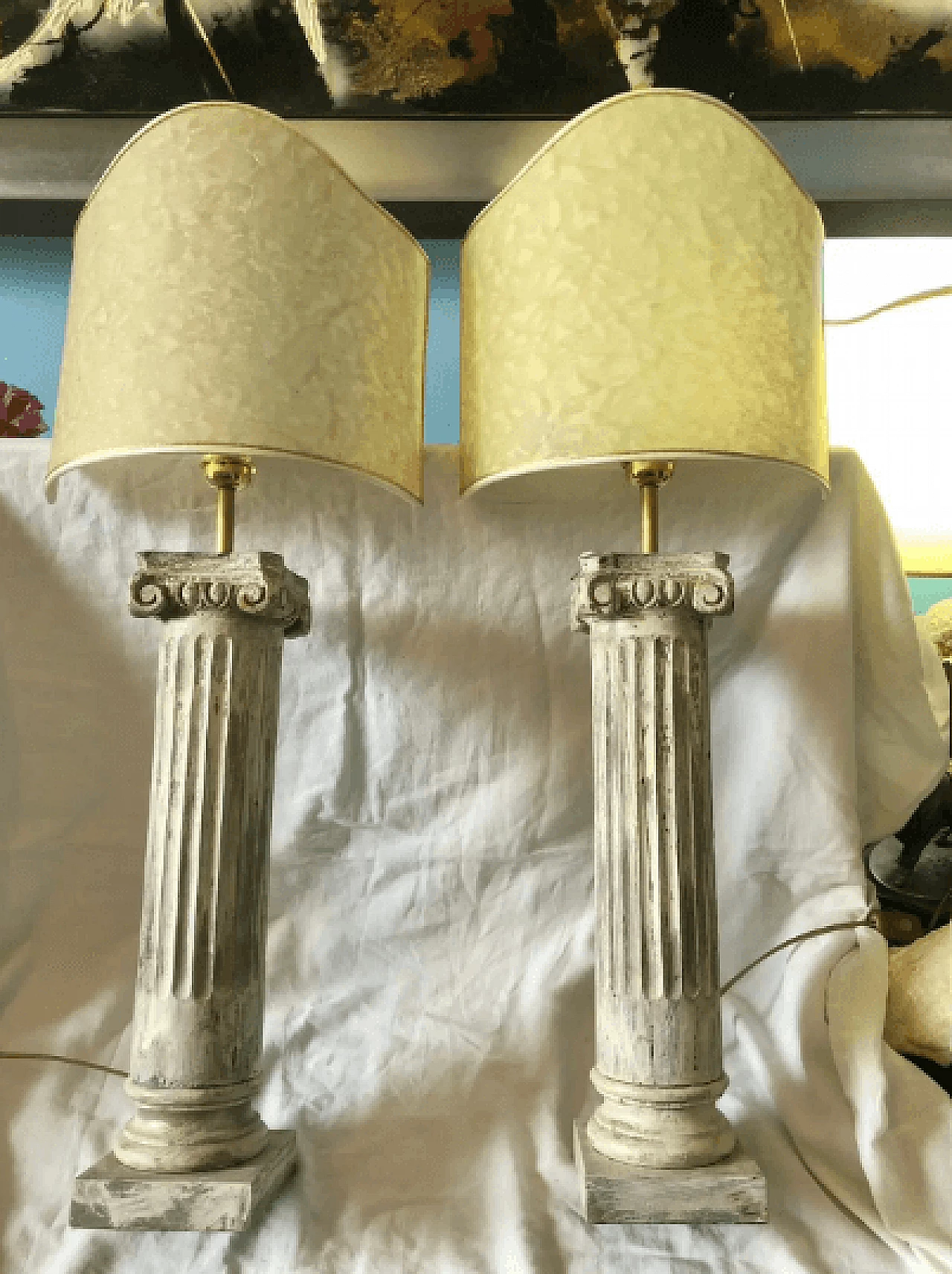 Coppia di lampade in legno laccato, anni '70 2