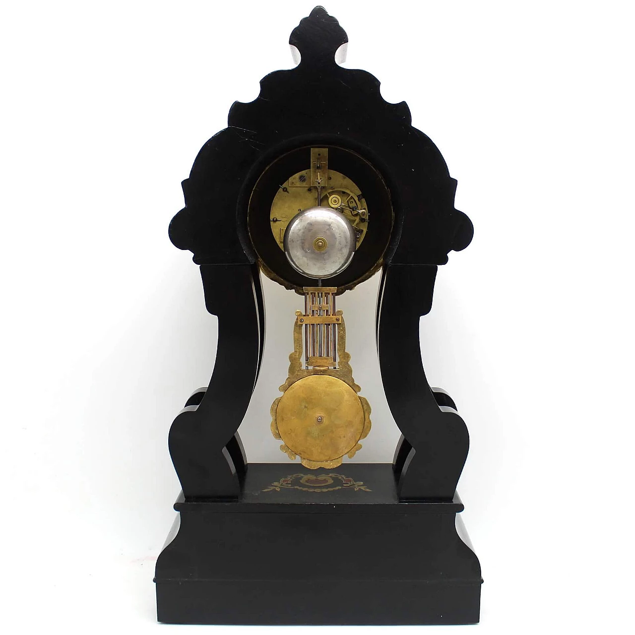 Napoleon III style wood and mother-of-pearl pendulum clock, 1800s 2