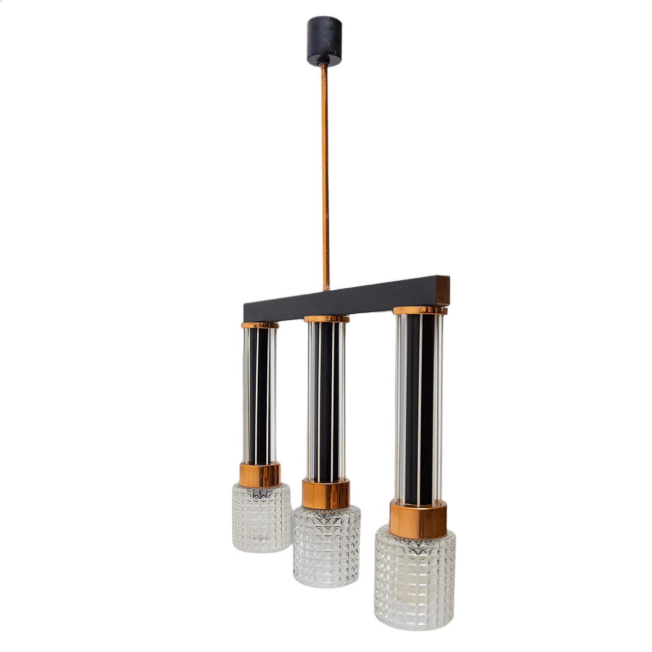 Brutalism-style lamp in glass and brass, 1970s 15