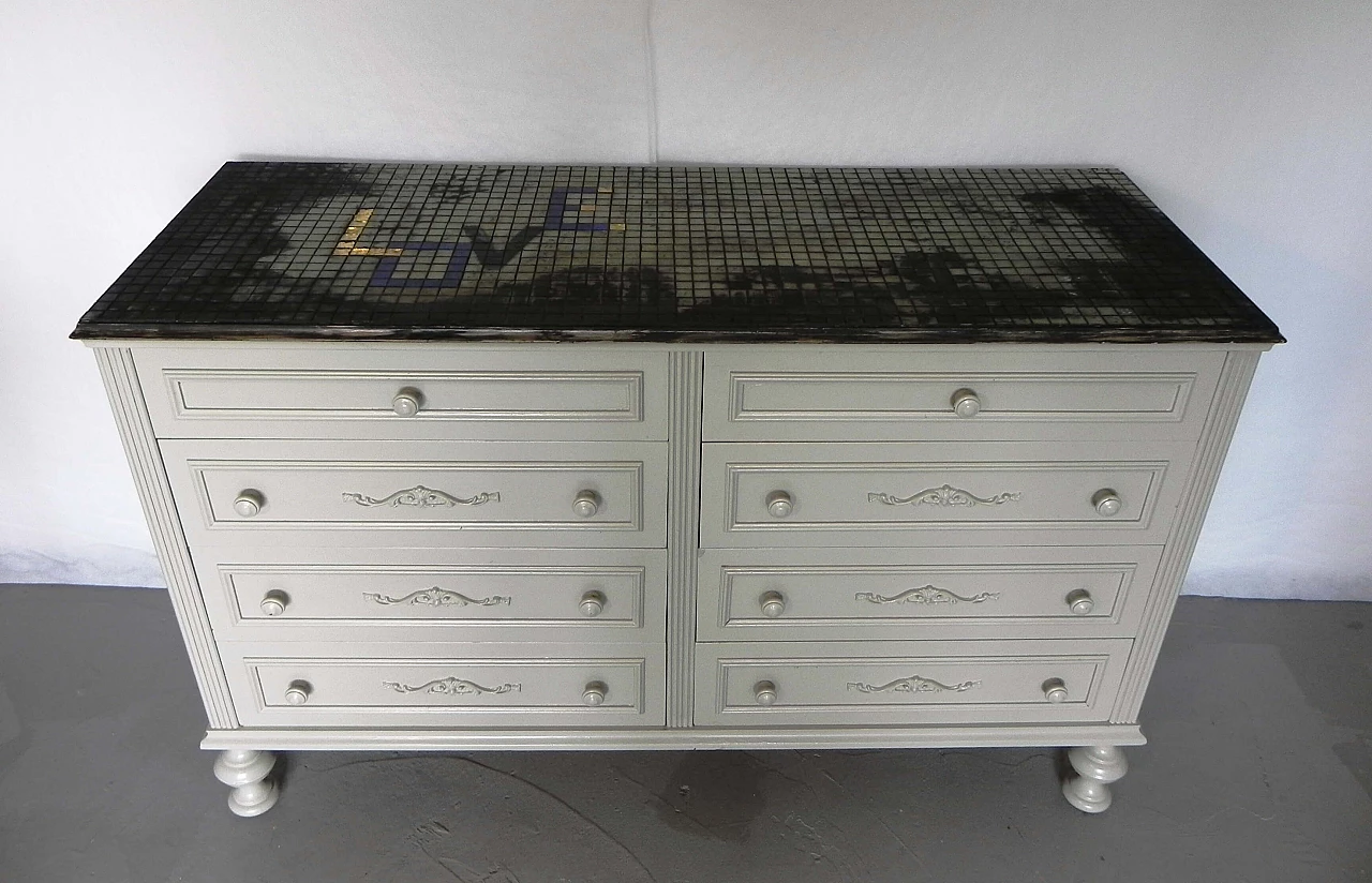 Love chest of drawers with Bisazza mosaic top, 1960s 16
