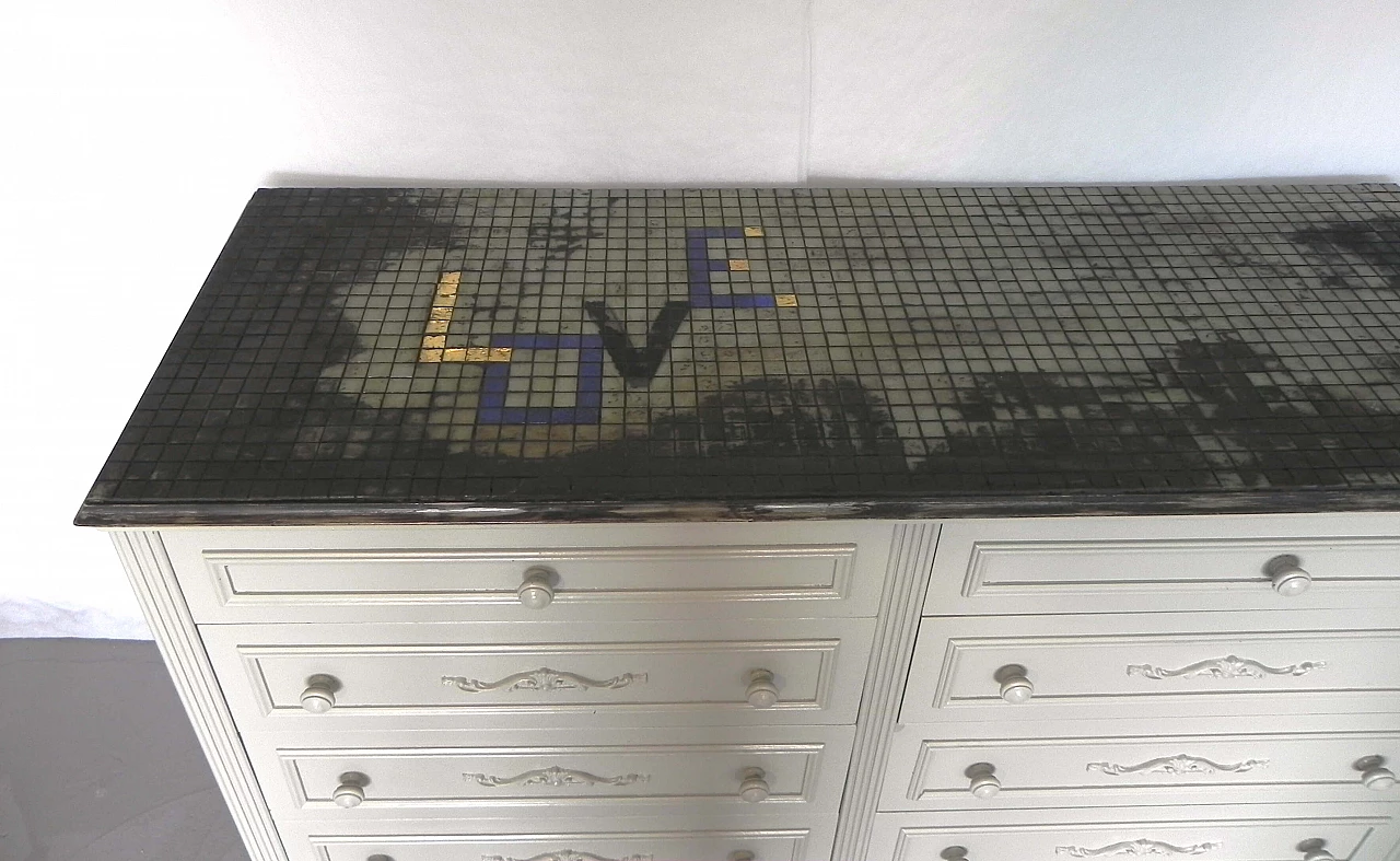 Cassettone Love con piano con mosaico Bisazza, anni '60 17