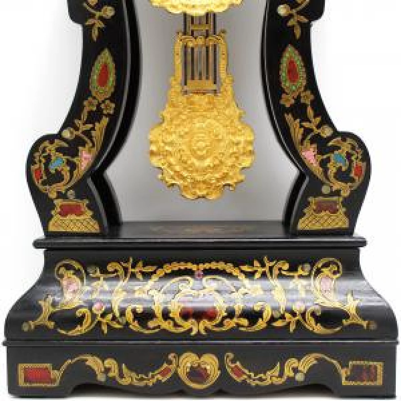 Orologio a pendolo in legno e madreperla in stile Napoleone III, '800 4