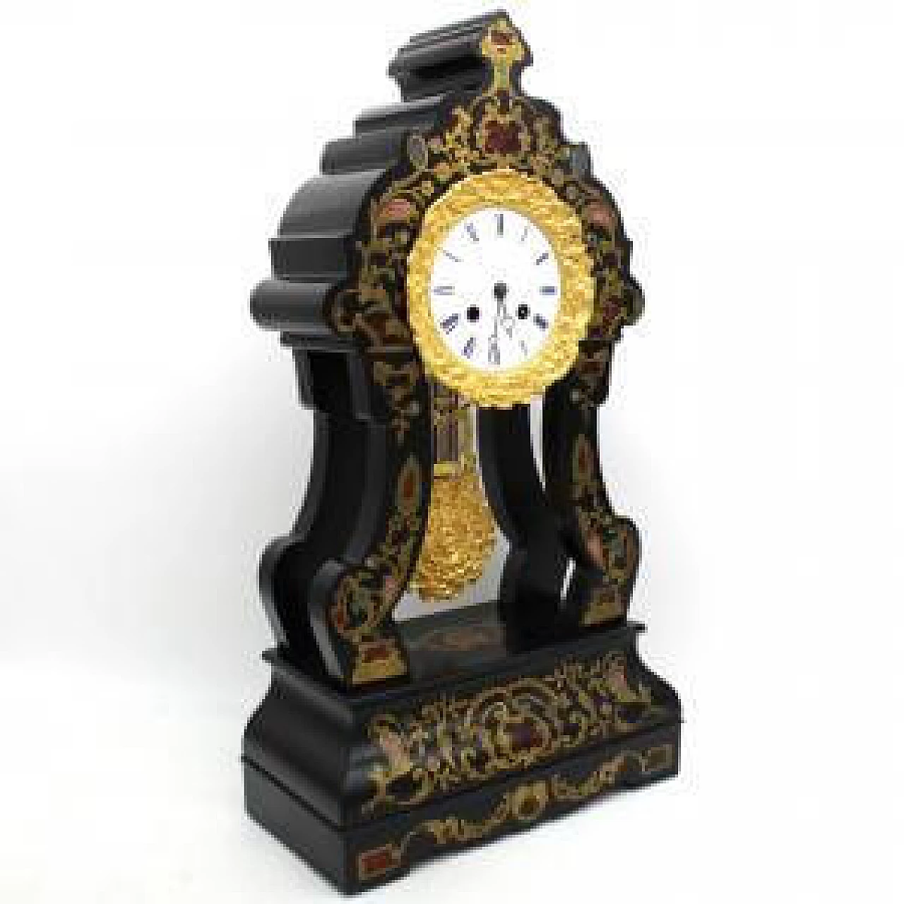 Napoleon III style wood and mother-of-pearl pendulum clock, 1800s 8