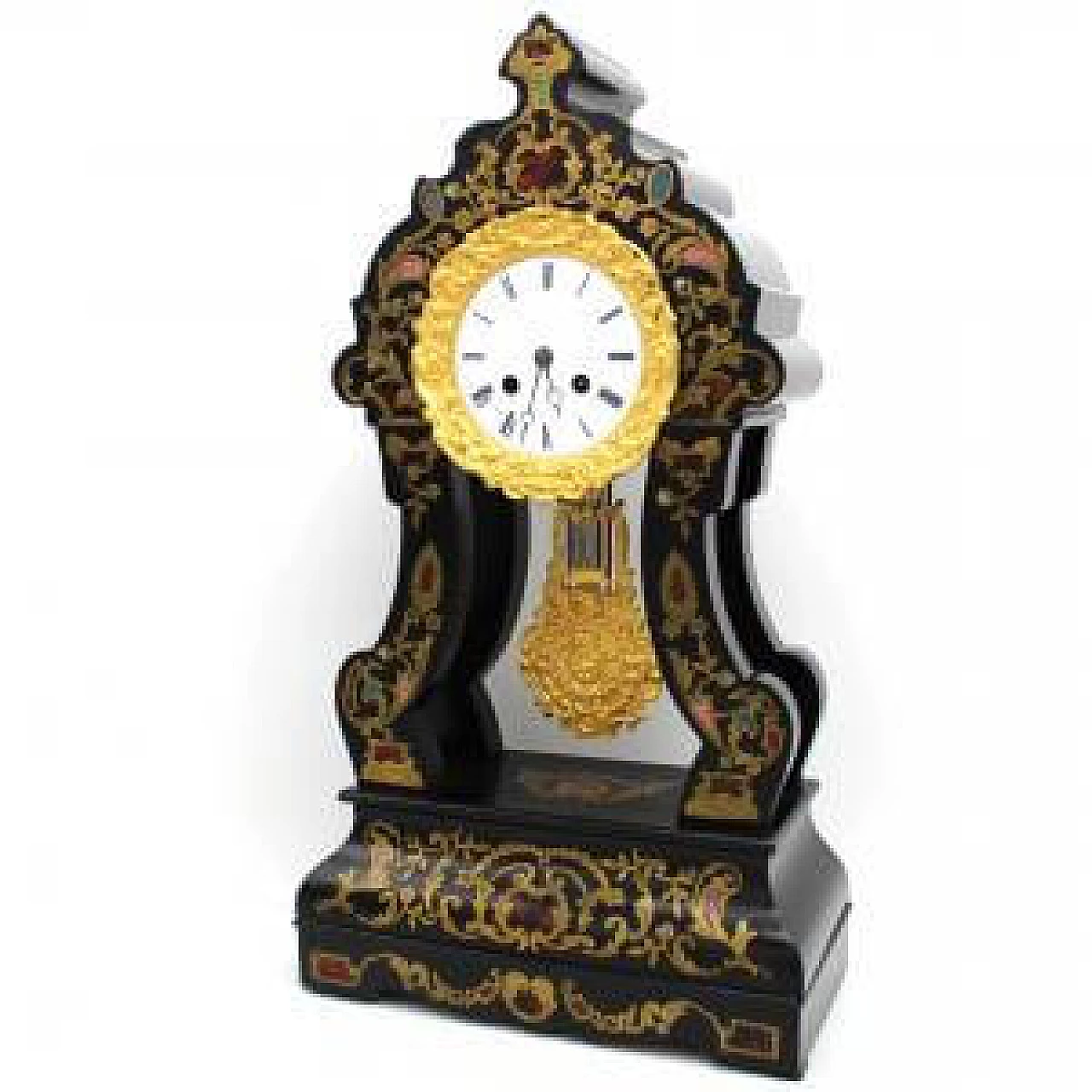 Napoleon III style wood and mother-of-pearl pendulum clock, 1800s 9