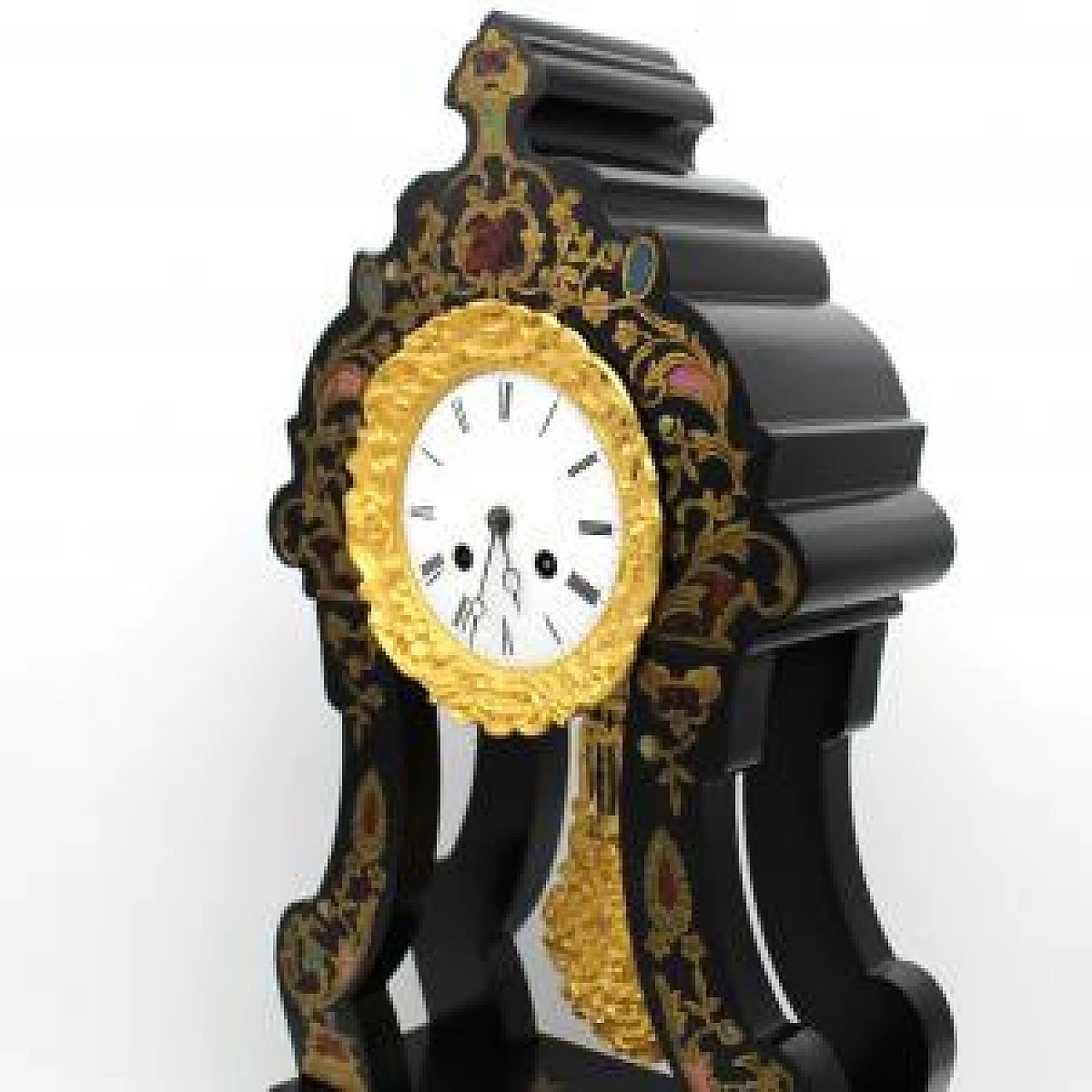 Orologio a pendolo in legno e madreperla in stile Napoleone III, '800 11