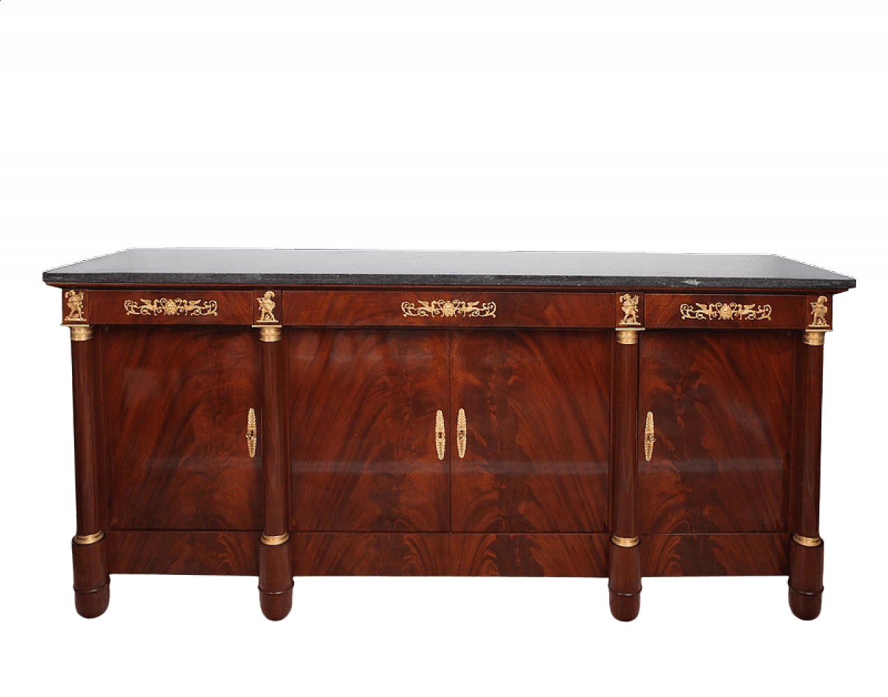 Empire-style wooden sideboard with black marble top, 19th century 8