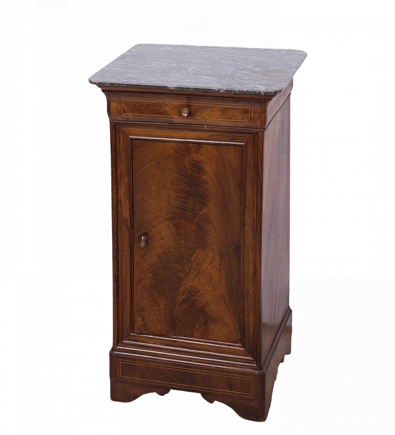 Louis Philippe style bedside table in mahogany feather with marble top, 19th century 5