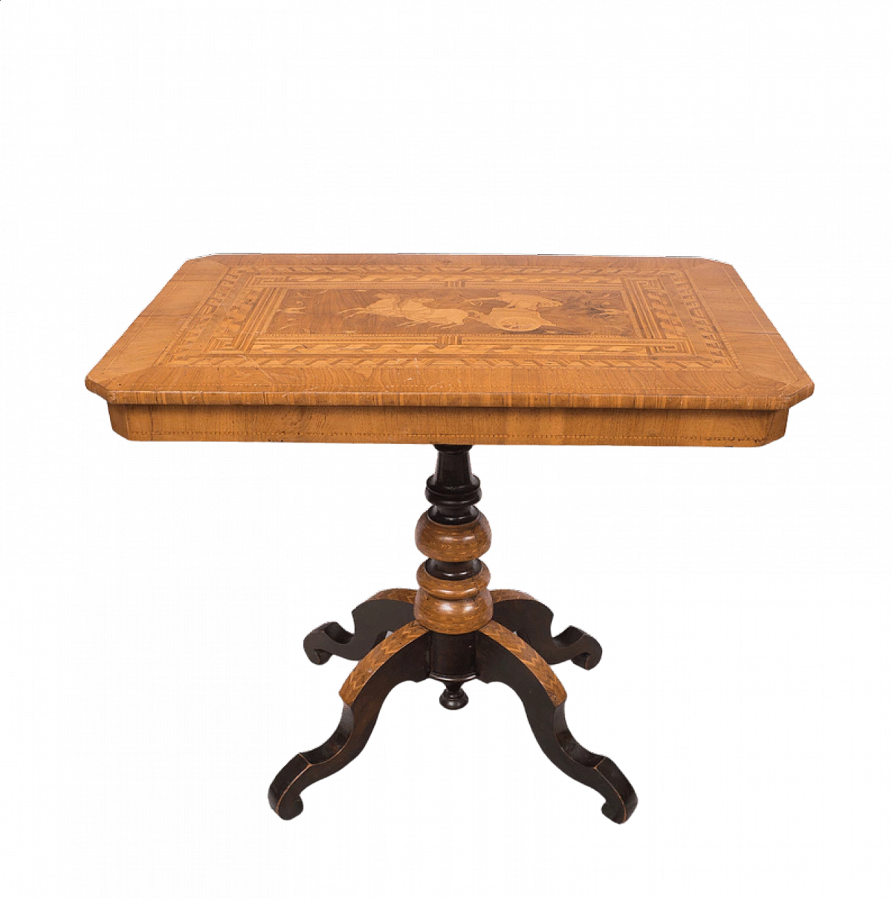 Tavolino in legni policromi con piano intarsiato, '800 6