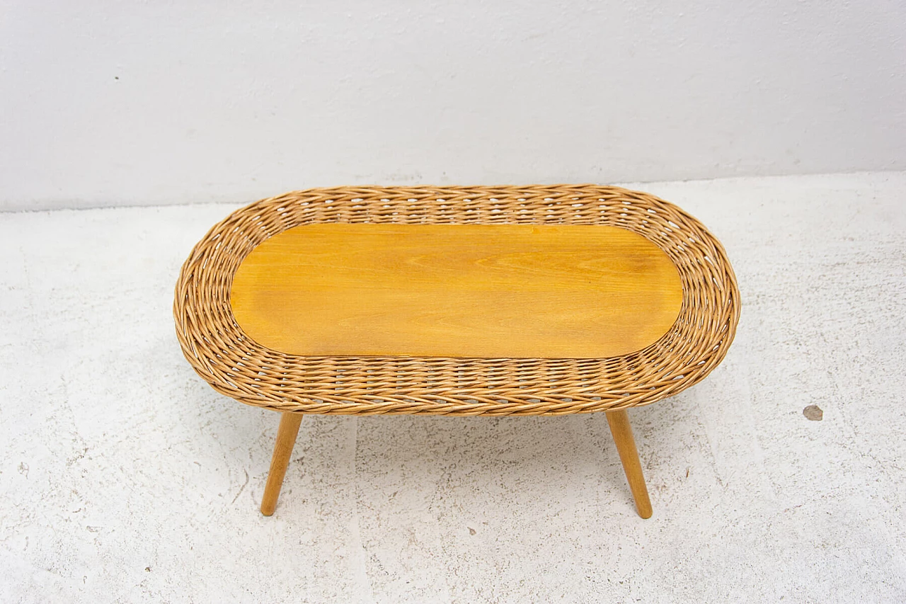 Rattan stool by Jan Kalous for ÚLUV, 1960s 4