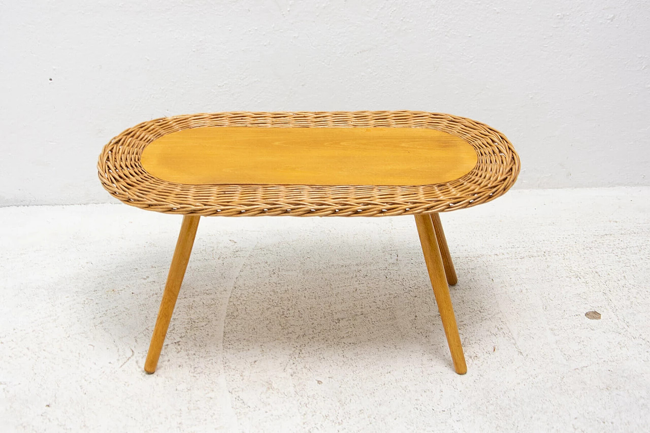Rattan stool by Jan Kalous for ÚLUV, 1960s 9