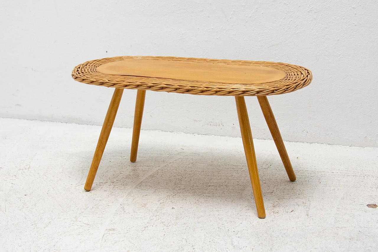 Rattan stool by Jan Kalous for ÚLUV, 1960s 11