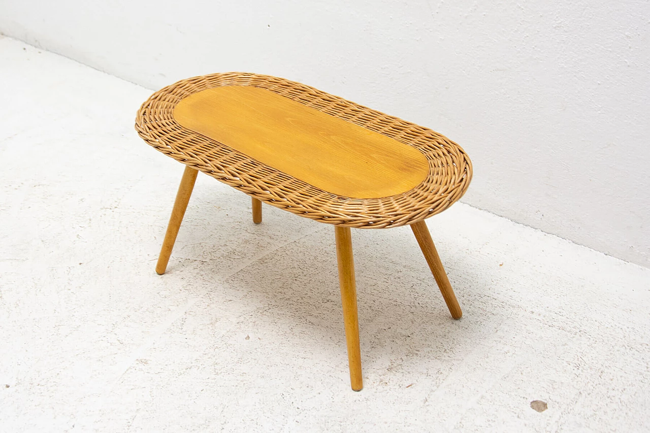 Rattan stool by Jan Kalous for ÚLUV, 1960s 12