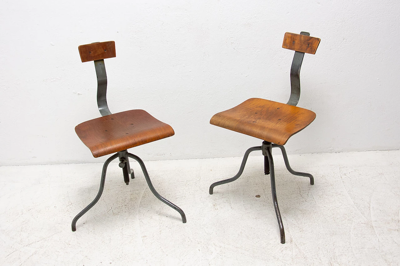 Pair of industrial adjustable desk chairs, 1960s 3