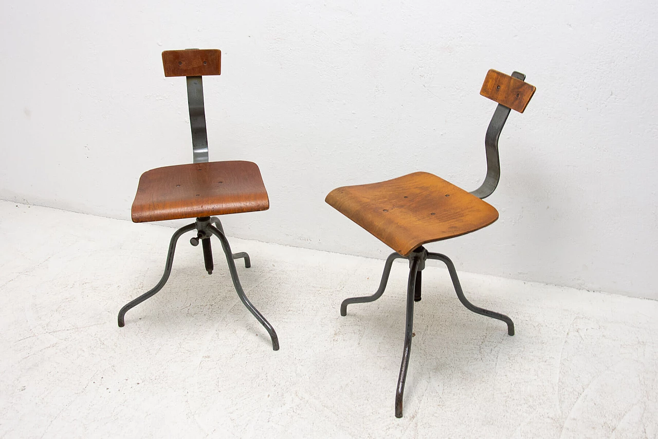 Pair of industrial adjustable desk chairs, 1960s 4