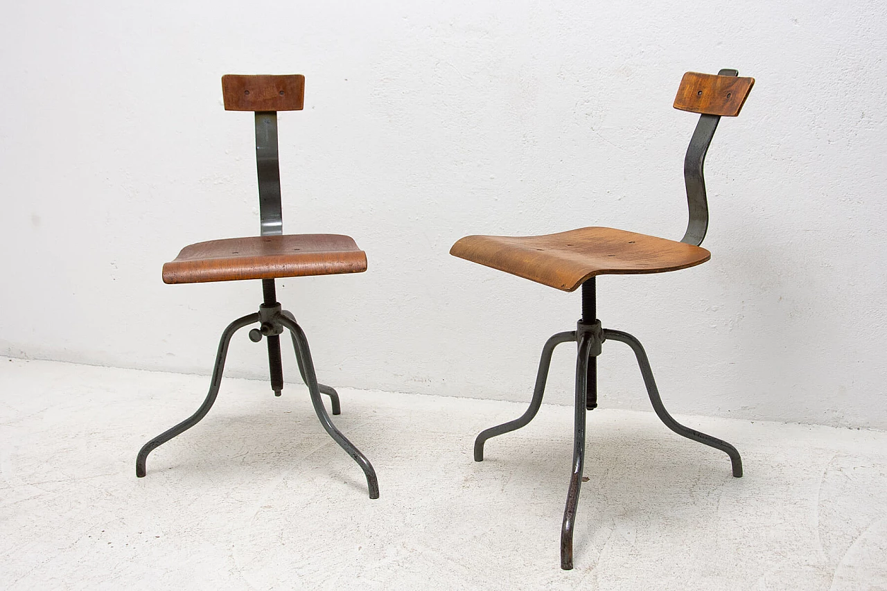 Pair of industrial adjustable desk chairs, 1960s 5