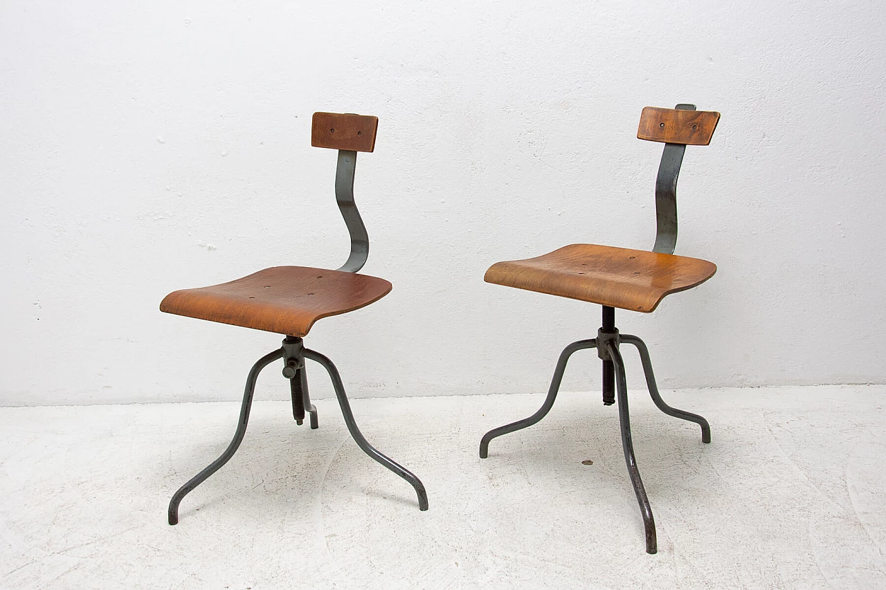 Pair of industrial adjustable desk chairs, 1960s 6