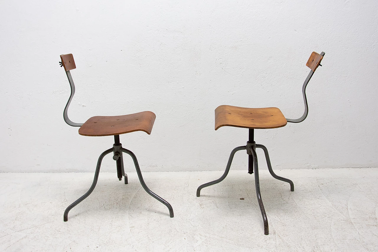 Pair of industrial adjustable desk chairs, 1960s 7