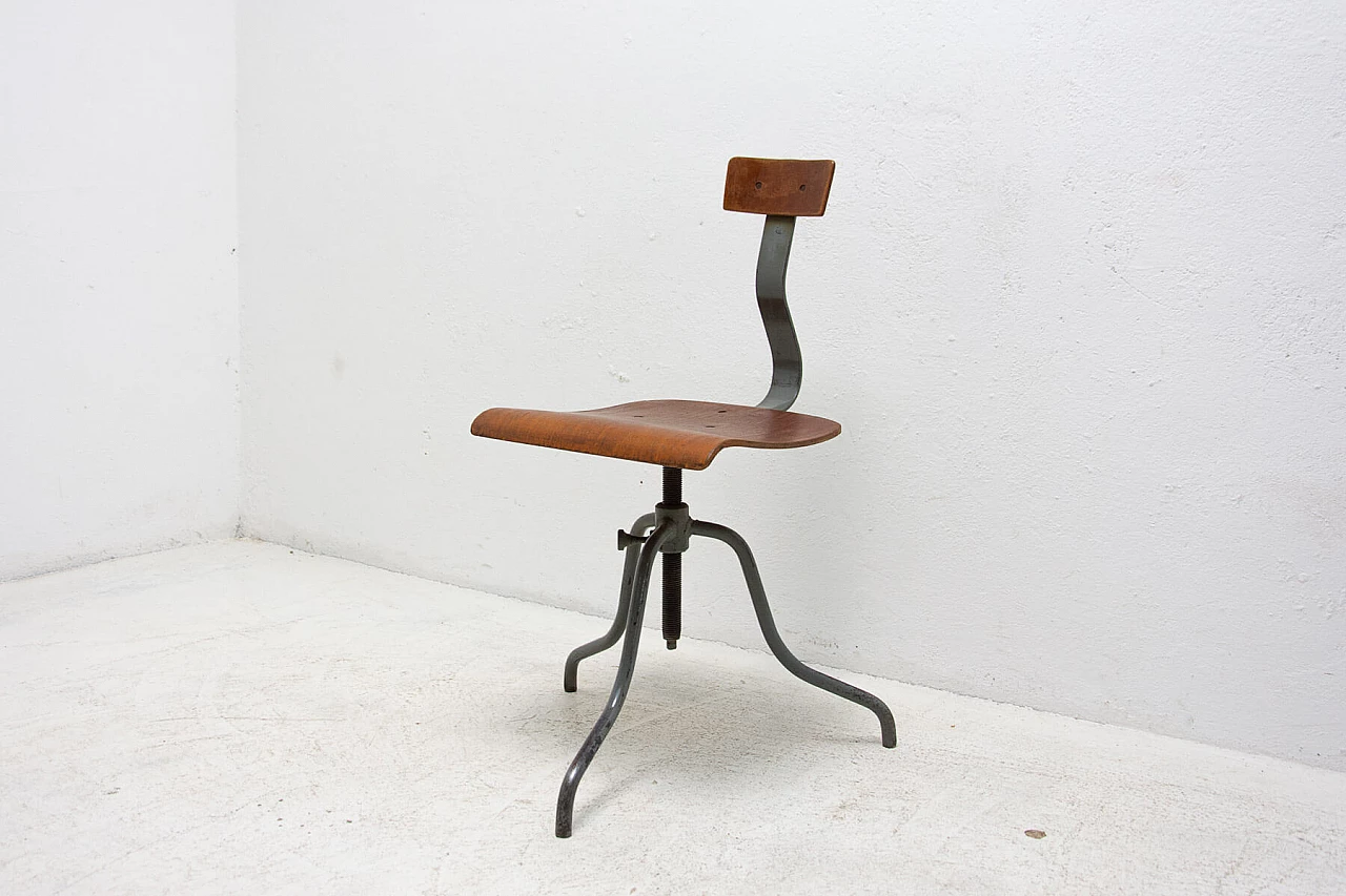 Pair of industrial adjustable desk chairs, 1960s 12