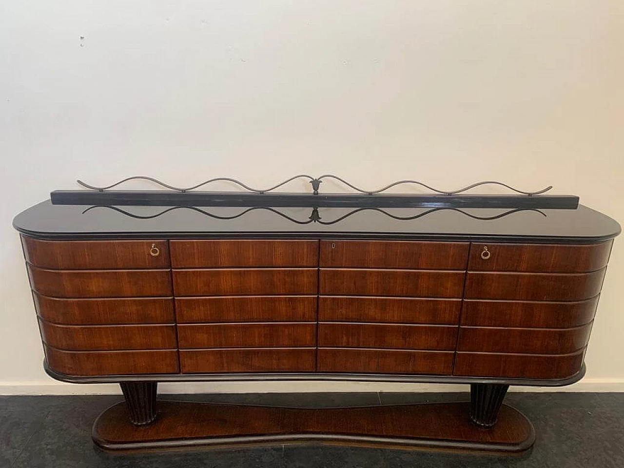 Sideboard in rosewood, mahogany and wrought iron, 1950s 3