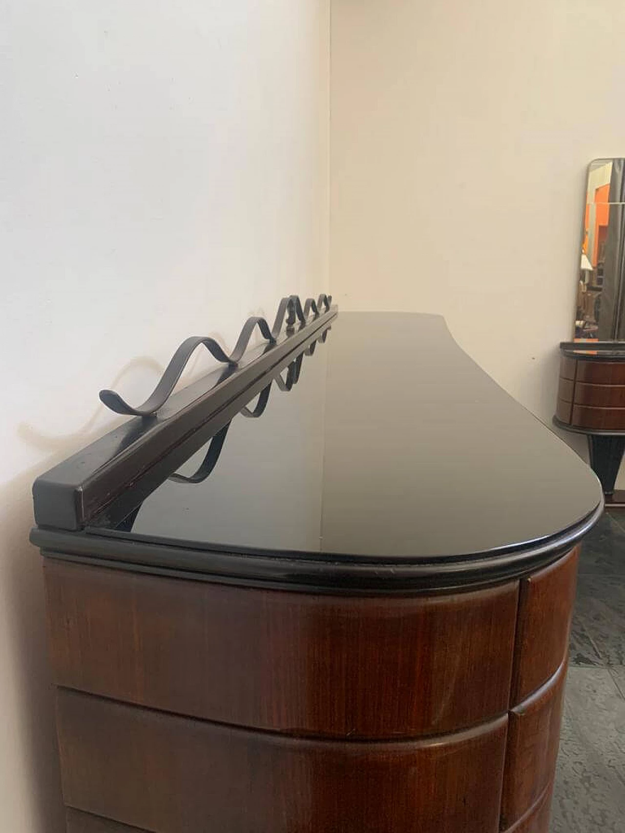 Sideboard in rosewood, mahogany and wrought iron, 1950s 6