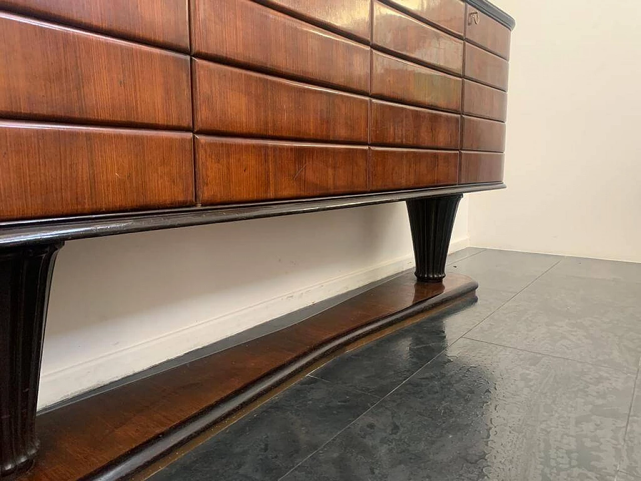 Sideboard in rosewood, mahogany and wrought iron, 1950s 8
