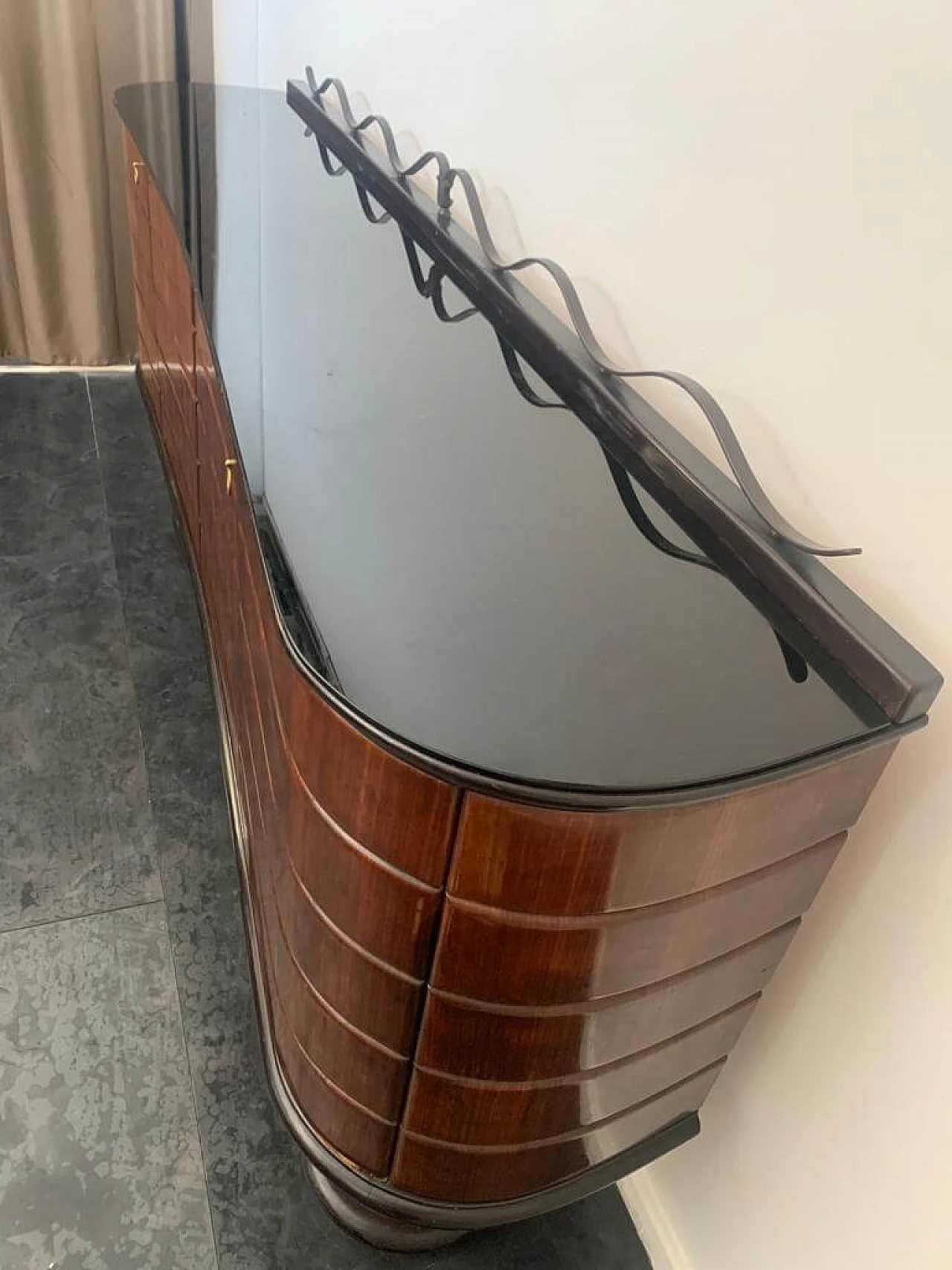 Sideboard in rosewood, mahogany and wrought iron, 1950s 11