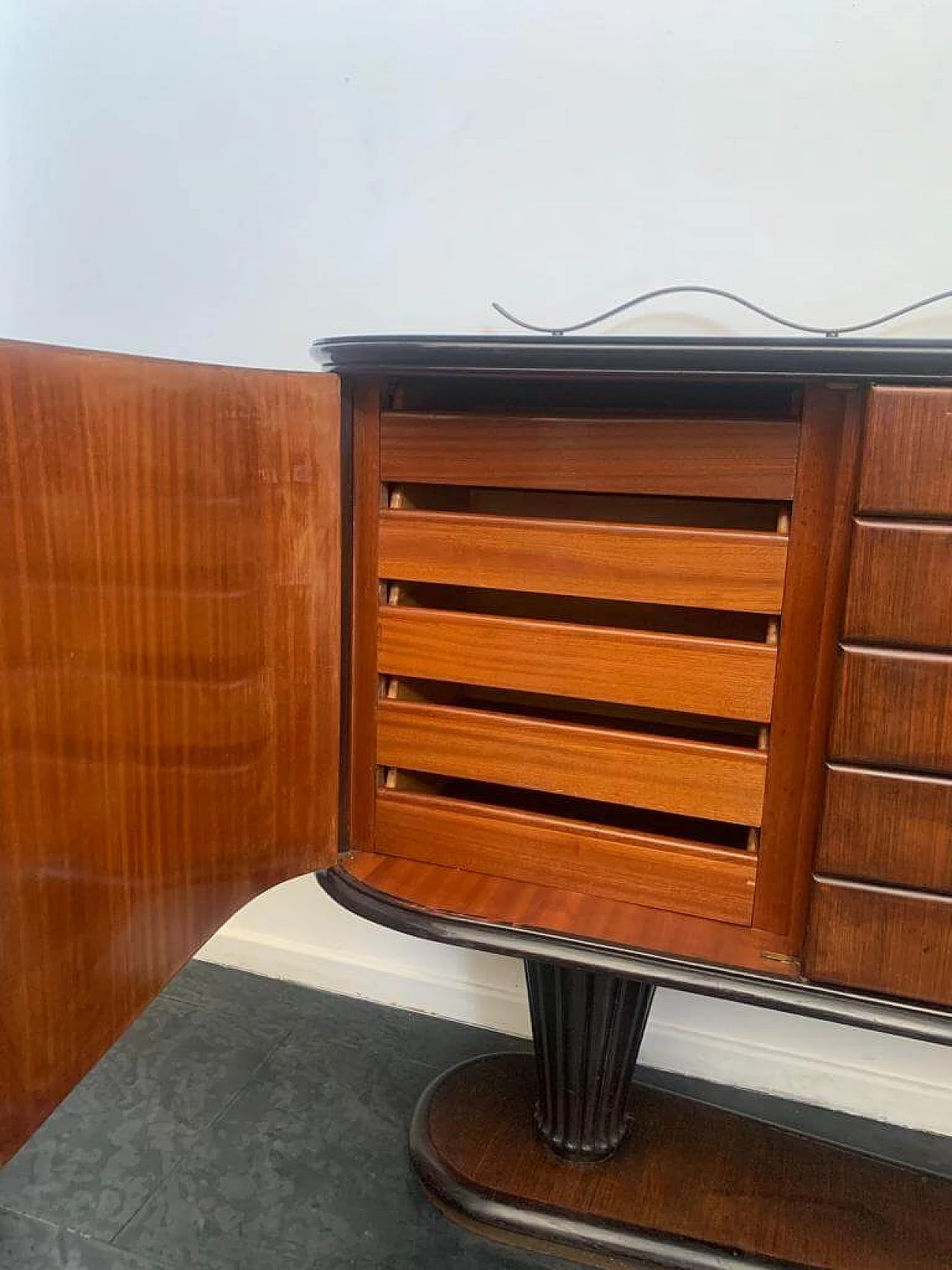 Sideboard in rosewood, mahogany and wrought iron, 1950s 14