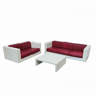 Pair of Saratoga sofas and coffee table by Lella and Massimo Vignelli for Saratoga, 1964