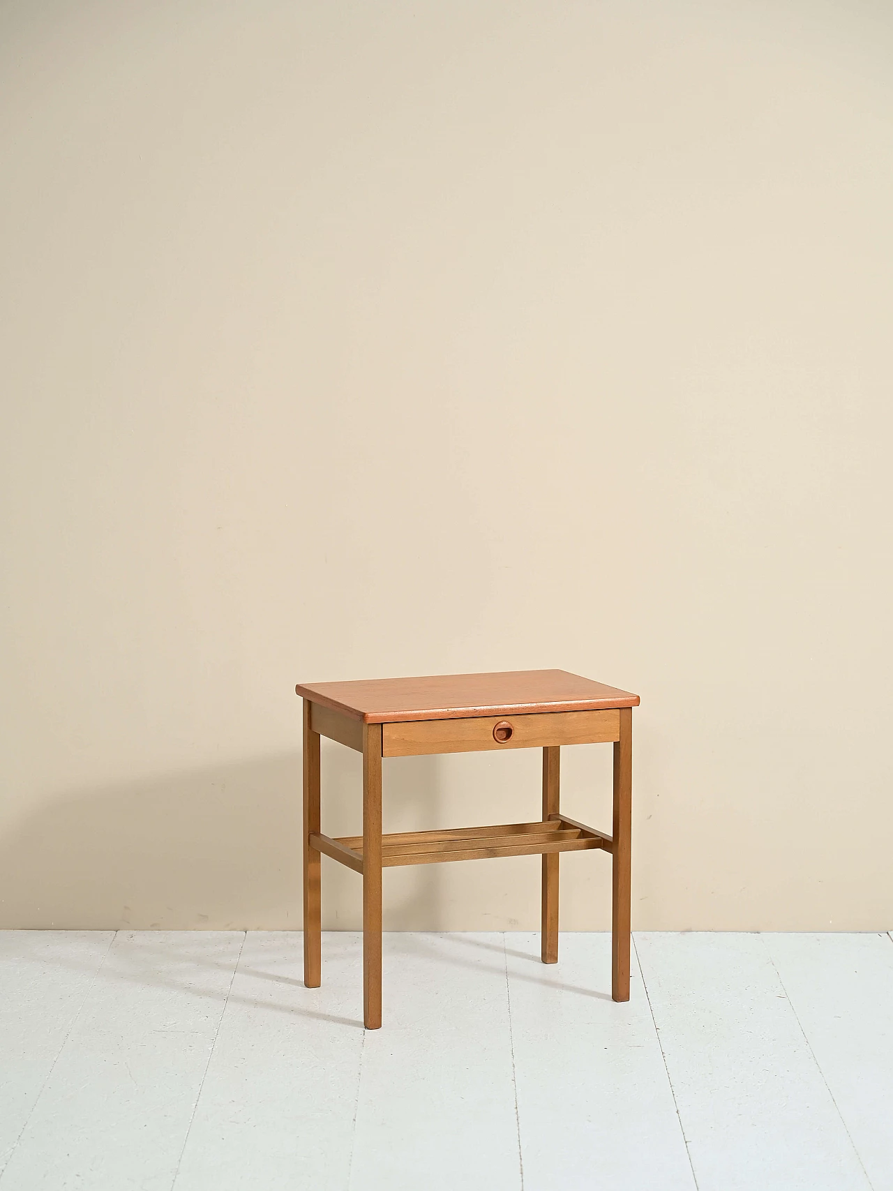 Birch and teak bedside table, 1960s 1