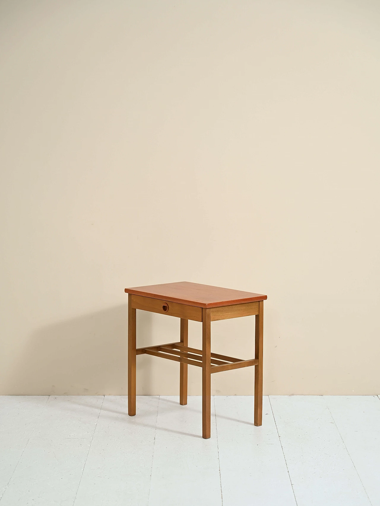 Birch and teak bedside table, 1960s 3