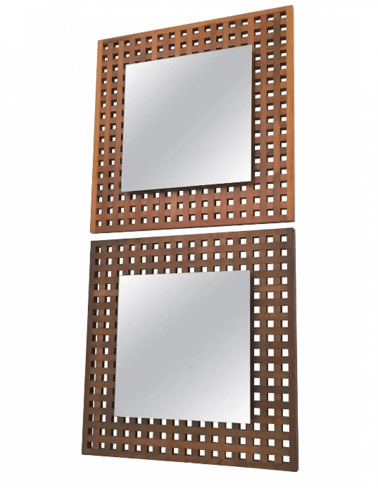 Coppia di specchi quadrati in noce di Sant'Ambrogio e Deberti, anni '60 1