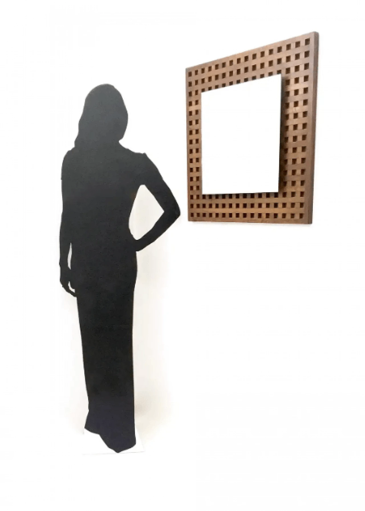 Coppia di specchi quadrati in noce di Sant'Ambrogio e Deberti, anni '60 2