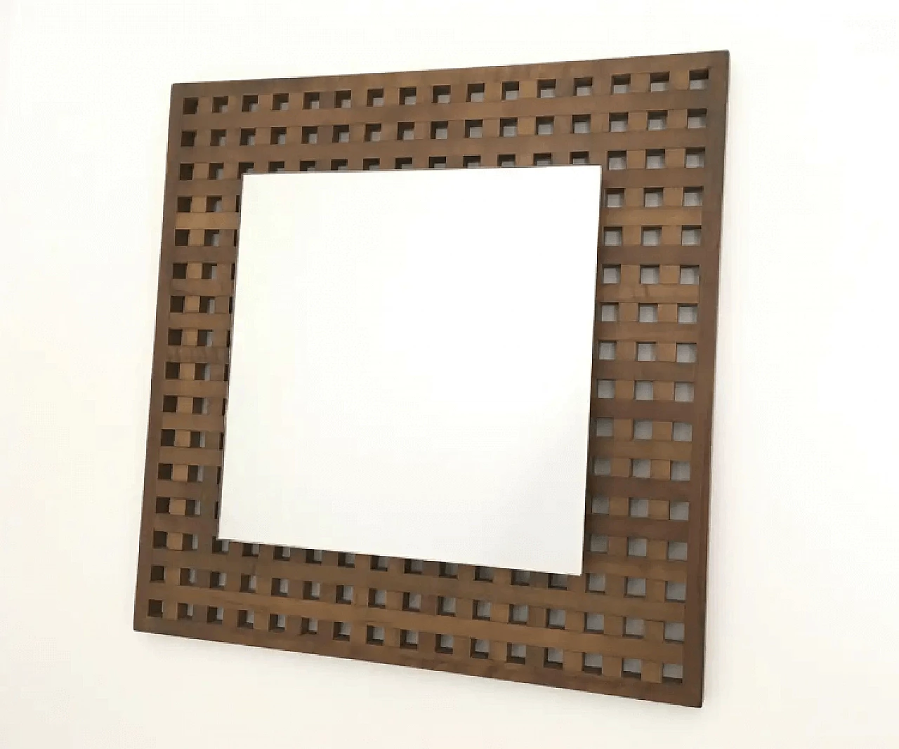 Coppia di specchi quadrati in noce di Sant'Ambrogio e Deberti, anni '60 6