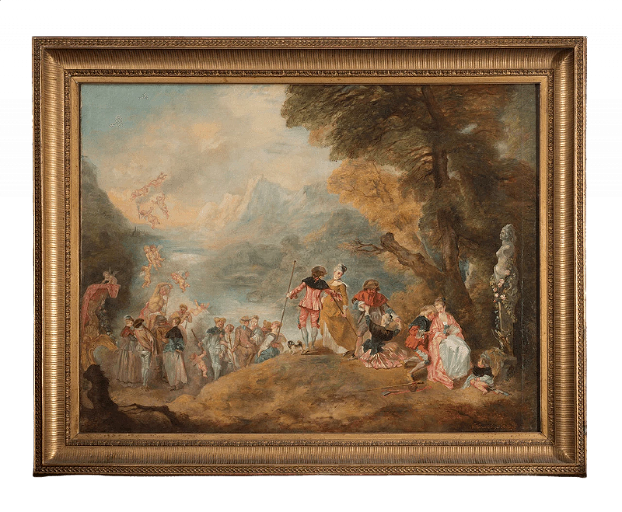 Oil on canvas painting depicting gallant scene, 19th century 7
