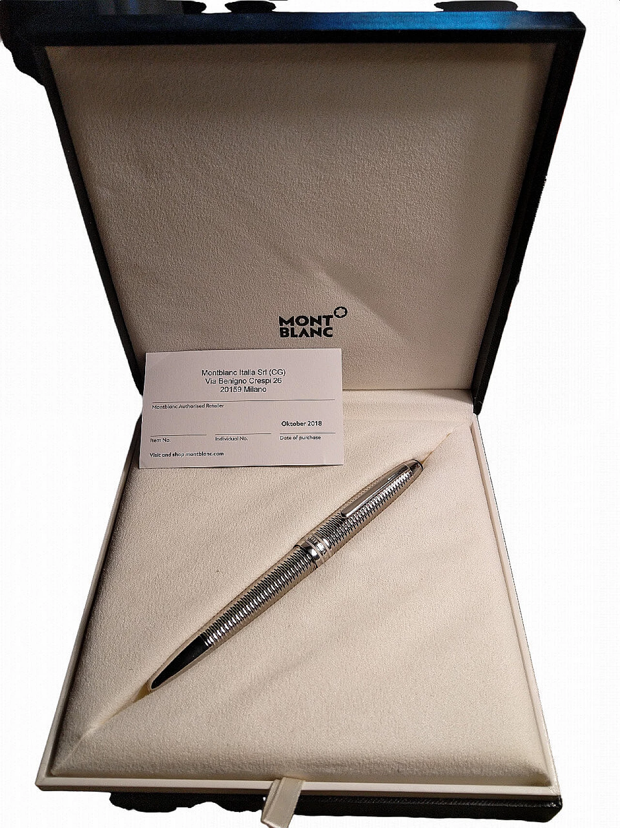 Penna Meisterstück Solitaire Geometric Montblanc in platino 14