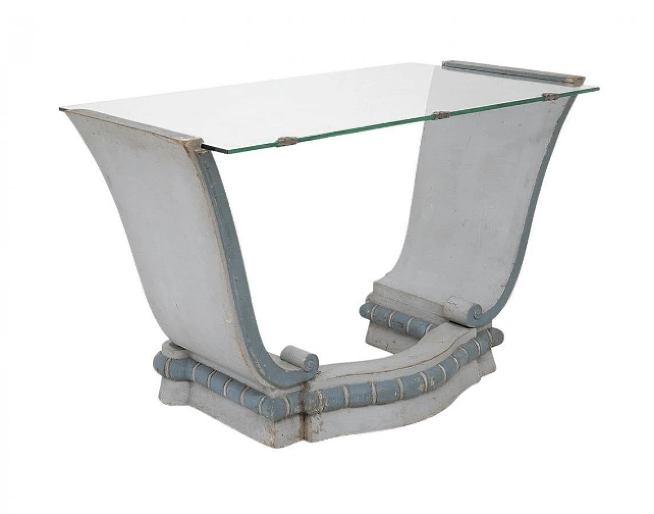 Scrivania in legno e vetro con poltrona, anni '30 1