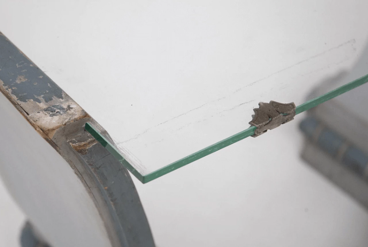 Scrivania in legno e vetro con poltrona, anni '30 5