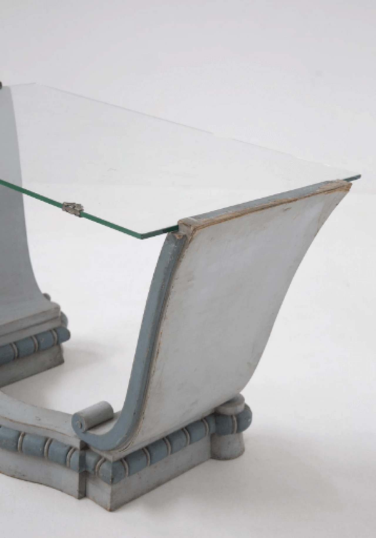 Scrivania in legno e vetro con poltrona, anni '30 9