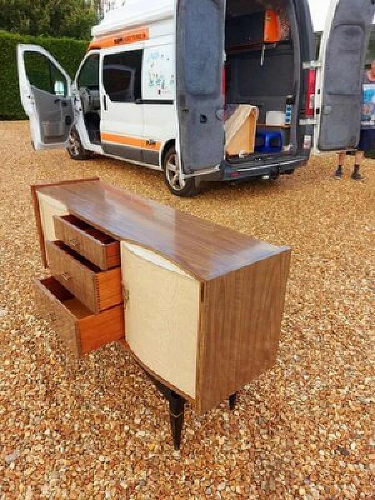 Credenza in legno e ottone, anni '50 2