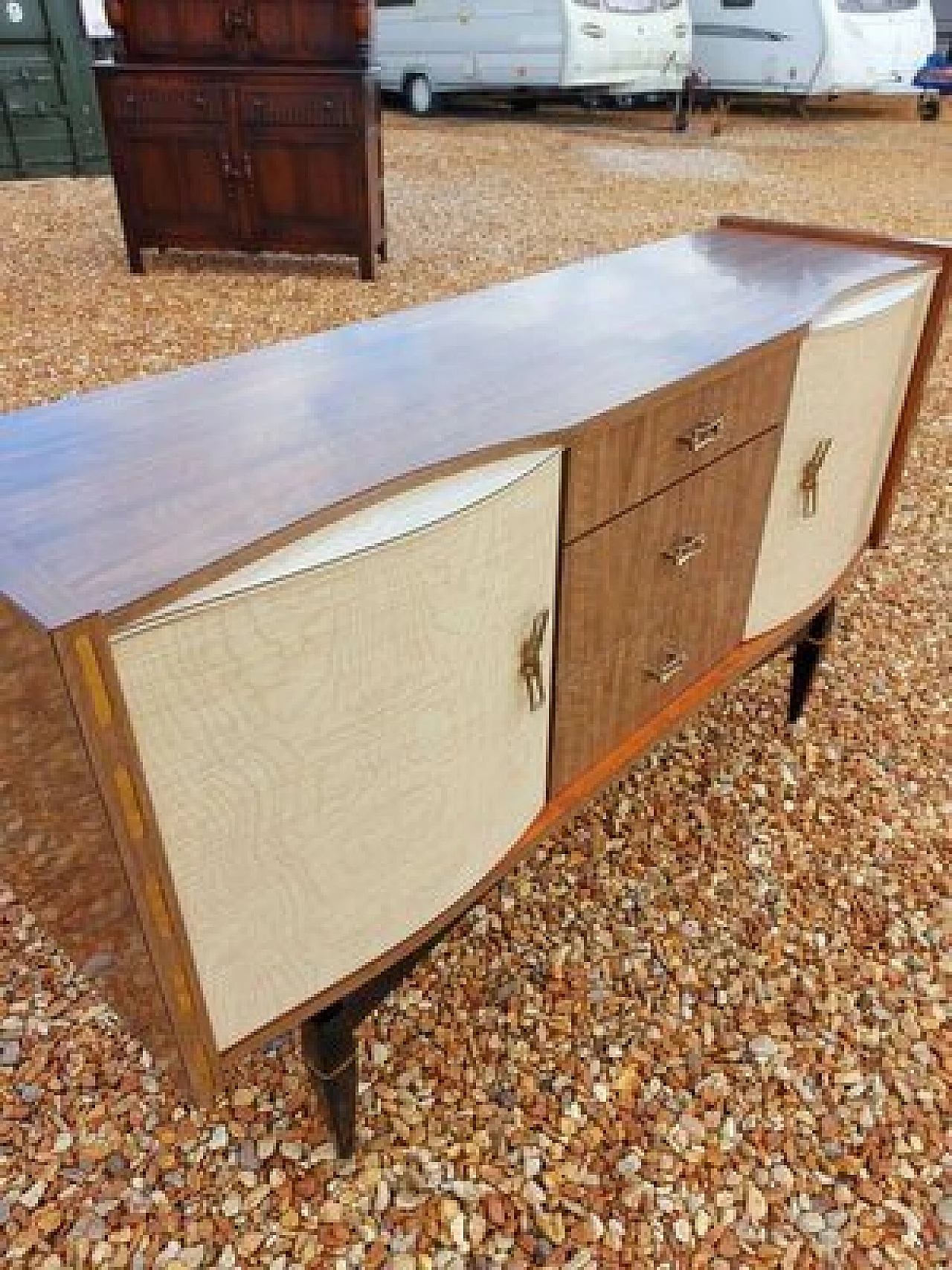 Credenza in legno e ottone, anni '50 3